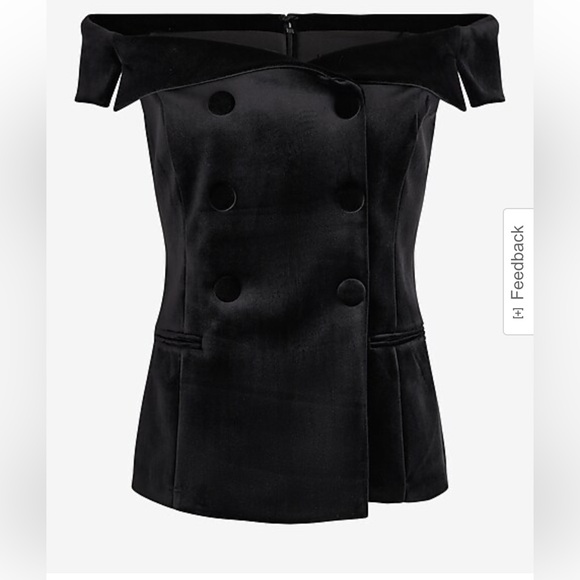 Express Jackets & Blazers - NEW Express Black Velvet off the shoulder faux double breasted  vest sizes XS ,L
